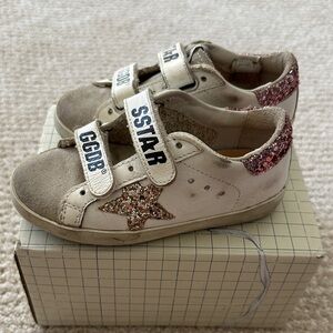 Kids Golden Goose Glitter Star Sneakers - Pink and White
